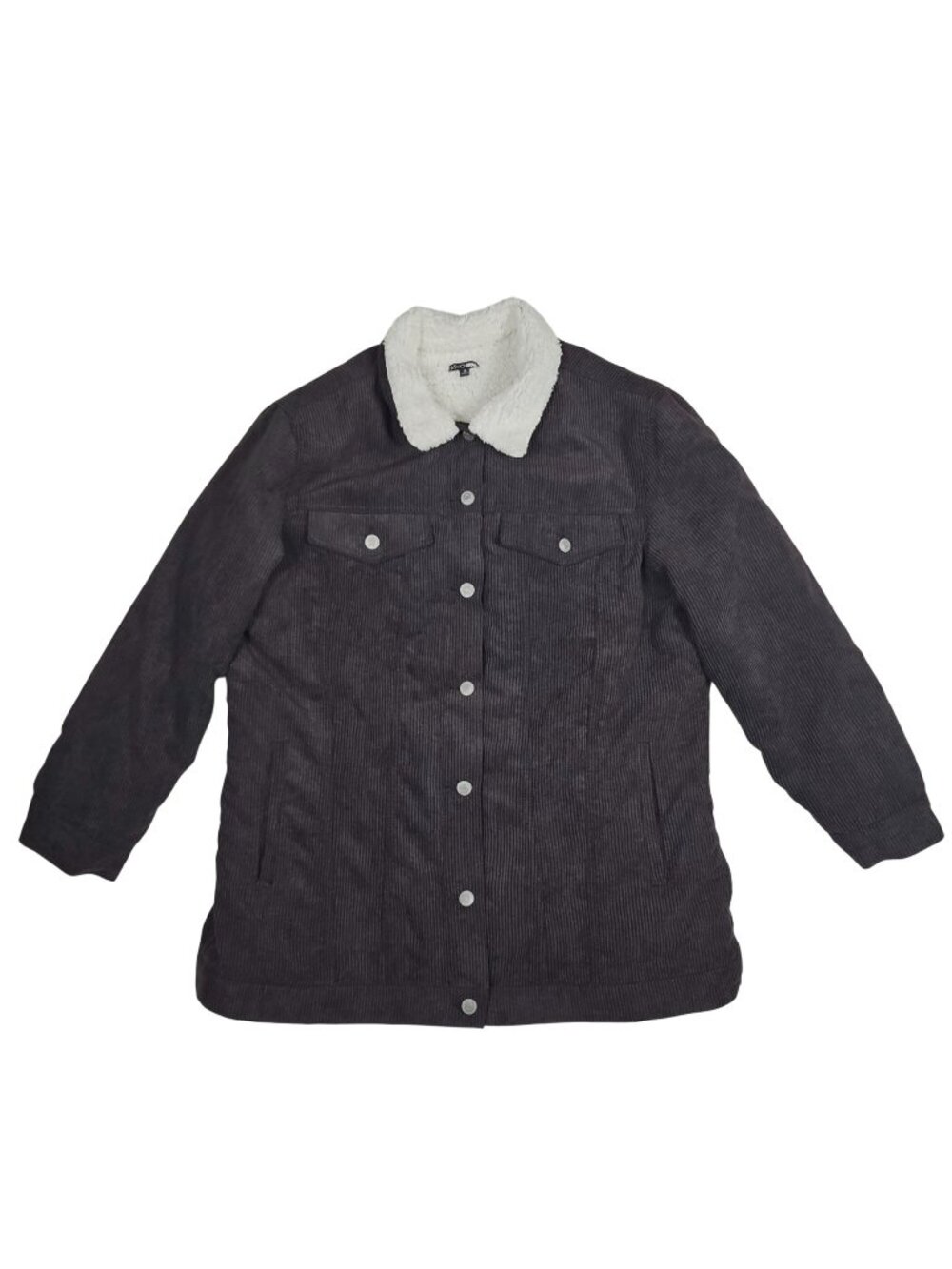 Fashion Nova Corduroy Sherpa Lined Jacket Size 1X Black White